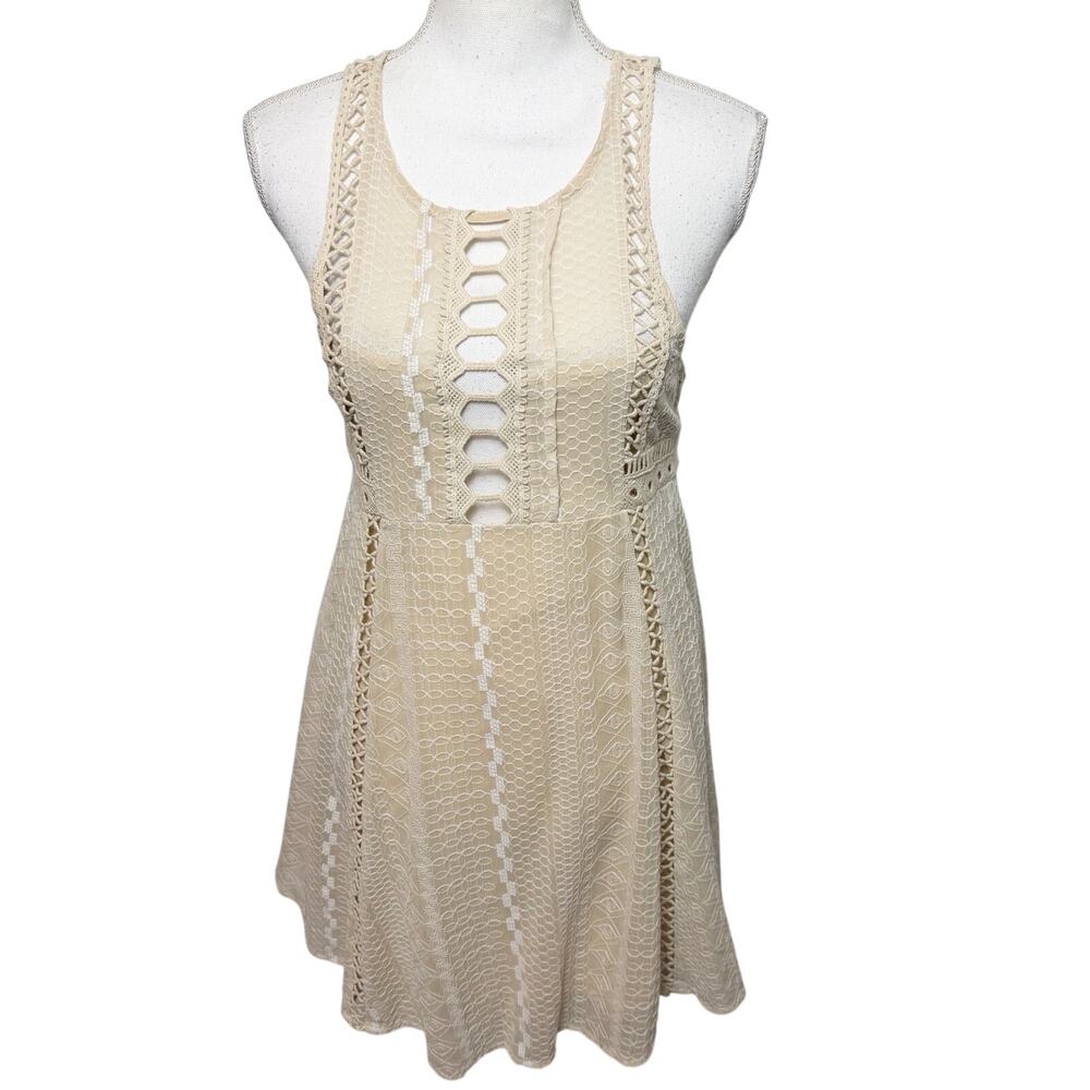 Free People Wherever You Go Ivory Mini Dress Women's Size 4 - Picture 2 of 8